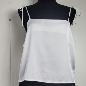 *New* Romwe crop Sheer Clod Dancer White tank top Size medium